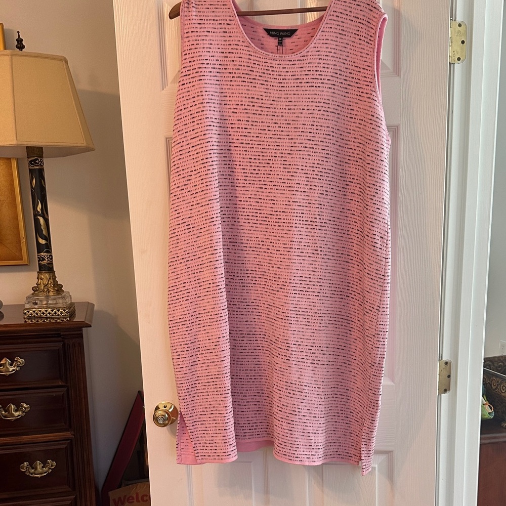 Ming Wang Pink Textured Mini Dress